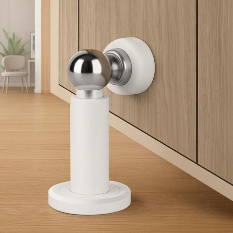 Butoir de porte magnétique réglable – Hauteur ajustable – Acier inoxydable – Butée de porte robuste pour tous types de portes – Blanc (1/5)