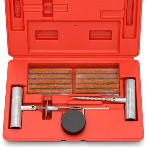 Kit de réparation de pneus universel robuste de 26 pièces avec mèches, kit de réparation de crevaison, idéal pour les pneus de voiture, camion, moto, quad et dépannage routier, ensemble de mèches de p (1/5)