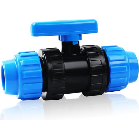 Robinet à Boisseau Sphérique en PE de 32 mm, Vanne a Compression pour Tuyau d'Eau, Raccord Rapide Connecteur de Serrage pour Système d'Irrigation Jardin, Agriculture, Récupérateur d'Eau Pluie (1/5)