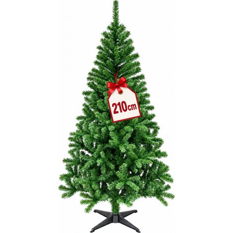 Albero di Natale Artificiale EASY 210 cm in PVC Verde con 680 Rami e Base a 4 Piedi (1/5)
