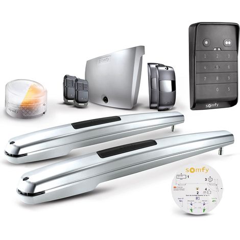 somfy 1245531 Motore Cancello Battente Exavia Star, Altezza Max 2 M e Larghezza 2.5 M, con 1 Tastiera a Codici 2 RTS, 2 Telecomandi Keypop, 1 Lampeggiante e 2 Fotocellule, Grigio (1/3)
