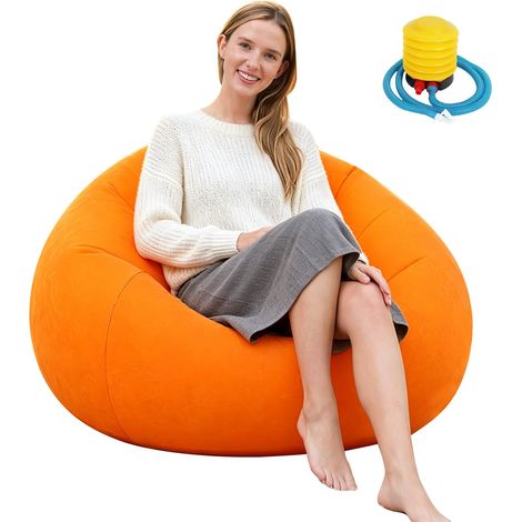 Canapé gonflable fauteuil gonflable 105 105 60 cm fauteuil gonflable ultra doux remplissage haricots gonflage rapide salon jardin (1/5)