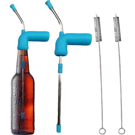 Sollbry Bierschnorchel, 2 Stück, Bierschnorchel, Bierschnorchel, Bierspender, Trichter, Doppelter Bierschnorchel, Bierbong-Trichter, Bierspender mit 2 Bürsten, Bierschnorchelspender (1/5)