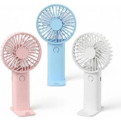 Lot de 3 mini ventilateurs portables rechargeables par USB avec 3 vitesses, couvercle amovible, léger, format de poche, ventilateur de bureau pour voyage, maquillage, été, pour enfants, famille, école (1/5)
