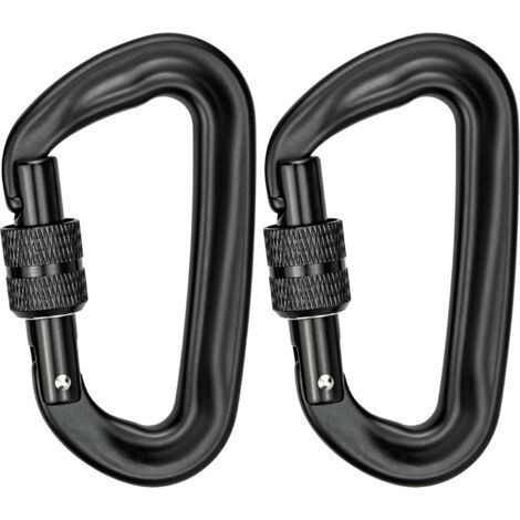 2Pcs Mousqueton Escalade 12KN (1200KG) Robustes Mousqueton Aluminium Mousqueton à Verrouillage en Forme de D pour Hamacs Balançoire de Yoga Camping Porte-clés Chiens de Serrure (1/5)