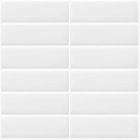 Azulejos blancos autoadhesivos estilo metro para protección contra salpicaduras en cocina y baño, 10 láminas (30 x 30 cm). (1/4)