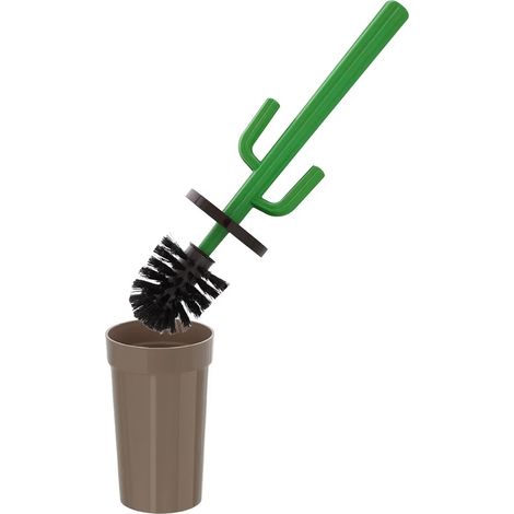 Scopino WC Cactus da appoggio tortora in plastica con setole nere (1/4)
