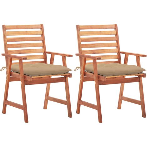 Sillas comedor de jardín 2 uds madera maciza acacia y cojines