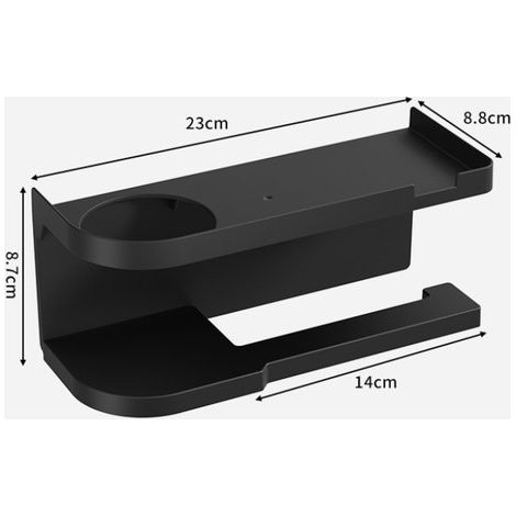 Portarrollos de papel higiénico，estante de almacenamiento de acero inoxidable para el baño，la cocina y las autocaravanas (negro) (1/3)