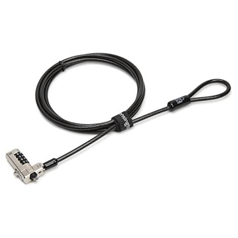 Lucchetto con Combinazione N17 e Cavo in Acciaio al Carbonio da 1 m per Laptop Dell e Alienware, Sicurezza Antitaglio e Slot Wedge (1/4)