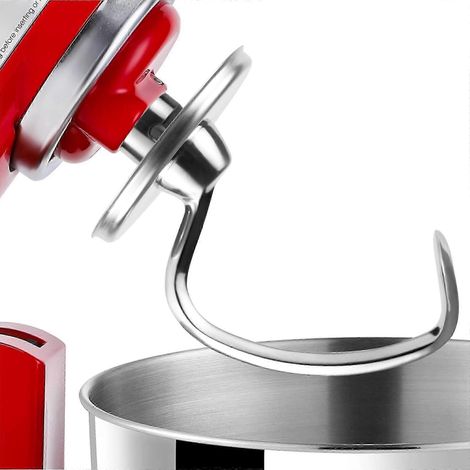 Crochet pétrisseur en acier inoxydable pour robot KitchenAid de 4,5 à 5 litres, accessoire de pétrissage poli pour bagels, croissants et gaufres, compatible lave-vaisselle 2025 (1/5)