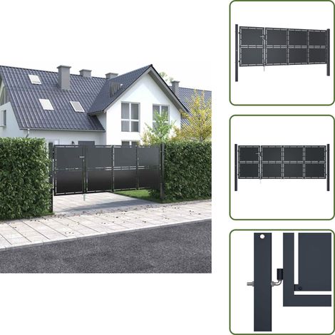 Puerta de patio - vidaXL Puerta de jardín de acero 350 x 125 cm antracita - Puerta de seguridad