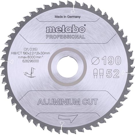 Metabo Kreissägeblatt Aluminium Cut 190x30 mm 52 FZ / TZ 5°neg Handkreissägen (1/2)