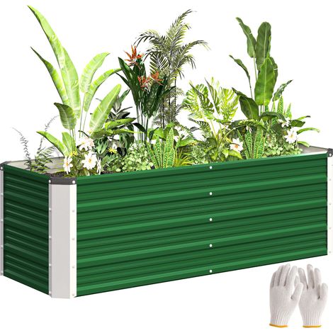 Jardinière verte en acier sans fond à deux compartiments, pratique pour le potager, dimensions 125×47×44 cm (1/5)