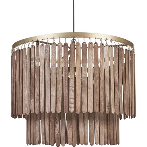Lámpara de techo de madera de mango oscura latón 146 cm a mano pantalla Kaveri (1/5)