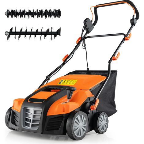 Scarificateur Électrique 2 en 1 de 15A avec Double Interrupteur de Sécurité Réglable Sac de Ramassage 55 L Scarificateur Orange CW6867 Maison Chic (1/2)