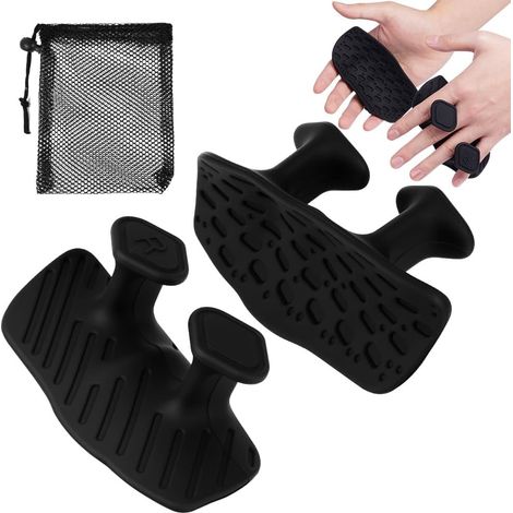 Poignées de Gym Ergonomiques en Caoutchouc,Poignées antidérapantes haltérophilie pour Homme et Femme,Antidérapantes Gants de Gymnastique d'Entraînement avec Sac,pour Soulevé de Terre,Haltères (1/5)