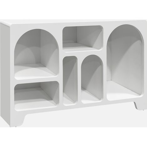 Credenza organica a 6 scomparti effetto legno, 120cm