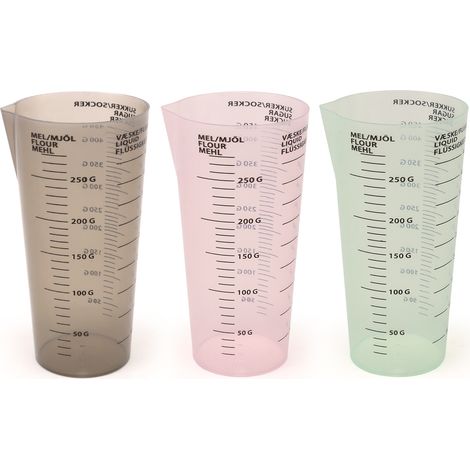 Halbtransparenter Messbecher mit Skala – Messbecher aus Kunststoff für Flüssigkeiten, Gebäck, Säfte und Gewürze – x-x (1/4)