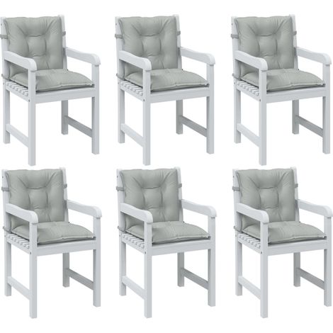 Cojines para silla respaldo bajo 6 ud tela gris claro melange