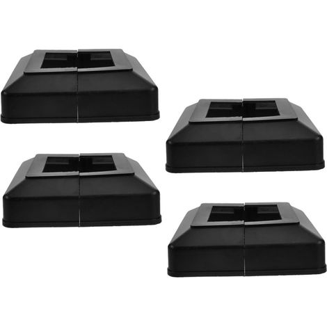 Yardenfun 4 capuchons de base en plastique noir pour poteaux (1/5)