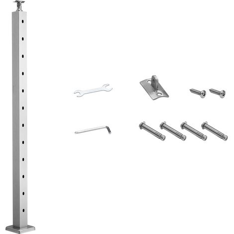 Mophorn Ringhiera per recinzione da balcone 1067x100x100 mm per giardino, terrazza e ponte, poli per gradini inclinati a 30°, kit di montaggio per balaustrata da esterni, colore argento