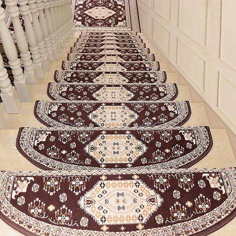 Lot de 1 tapis d'escalier intérieur antidérapant et souple - 65 x 24 cm - Design moderne extra épais - Confort optimal sous les pieds (1/5)