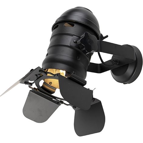 QAZQA Industrial Studio Spot Black Swivel and Tiltable - Movie