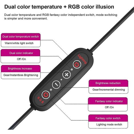 RGB-Phantom-Farb-Pickup-Licht, Tastatur-Umgebungslicht, Bildschirmhintergrundbeleuchtung, Nachtlicht, Schalter/Fernbedienung