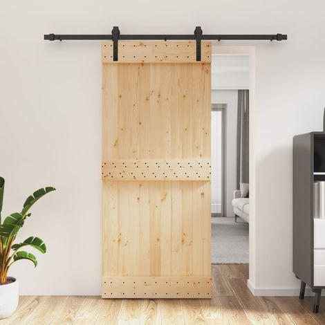 Puerta corredera con herrajes madera maciza de pino 90x210 cm vidaXL (1/5)
