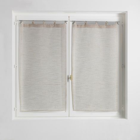Paire droite anneaux 2 x 60 x 160 cm voile tisse milza Beige (1/3)