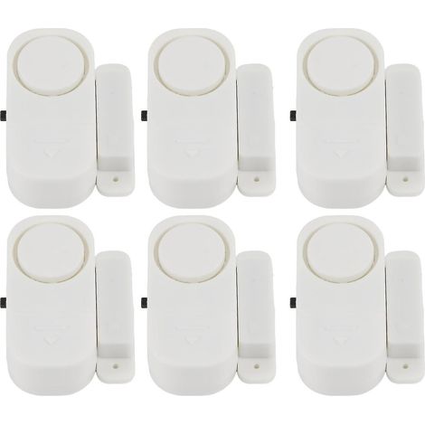 Alarme de fenêtre (lot de 6), mini alarme sans fil pour porte et fenêtre, système de sécurité anti-effraction magnétique (1/4)