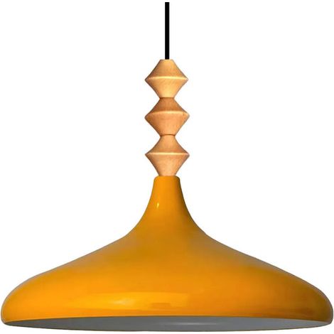 Schlichte Q-förmige Pendelleuchte Gelb Titel – Vintage Kronleuchter E27 Ø35 cm für Wohnzimmer, Schlafzimmer oder Esszimmer