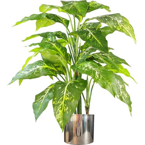 100cm Large Fox's Aglaonema Realistic Tree Artificial Plant with Silver Metal Planter (1/5)