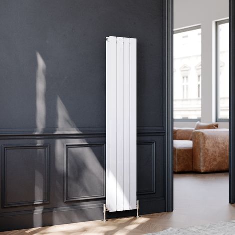 ELEGANT Vertical Column Designer Radiator Flat Panel 1600 x 300 mm White Double (1/5)