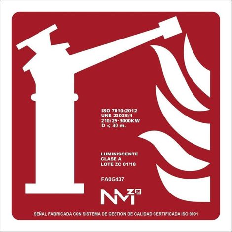 Señal de seguridad sistema de monitor de incendios luminiscente FRD03037 SEKURECO                         630 x 630 mm                          CLASE A (PVC 1 mm) (1/2)