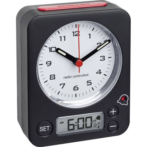 TFA Dostmann 60.1511.01 Radiocontrollato Sveglia Nero Fluorescente lancetta