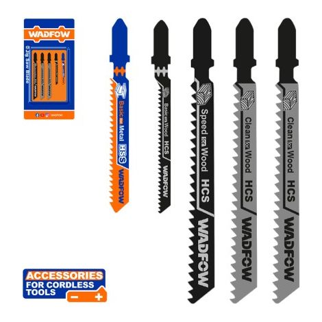 Set di lame per seghetto alternativo WADFOW da 5 pezzi - HCS e HSS, taglia legno, plastica e metallo (1/3)