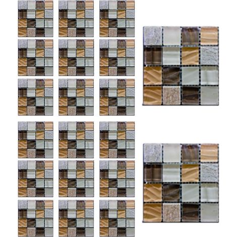 20 pièces Autocollant mosaïque PVC, 10x10 cm, résistant à l'eau, pour dosseret cuisine salle de bain (1/5)