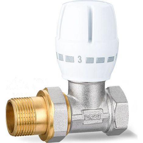 Robinet de Radiateur Thermostatique Droit 3/4,Vanne de régulation de température manuelle droite Dissipateur de chaleur Vanne de régulation de température manuelle(DN20) (1/4)