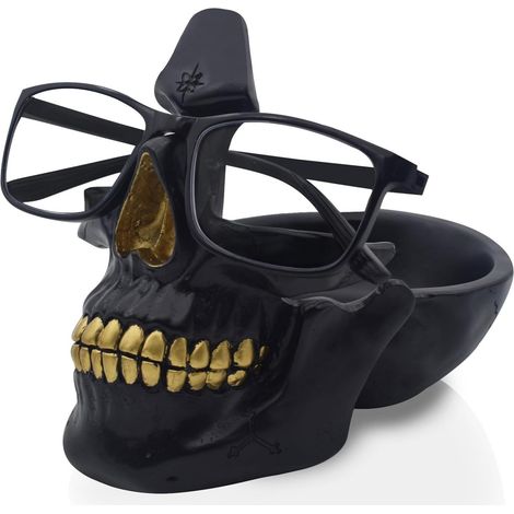 Ensemble Porte-Lunettes tête de Mort, Porte-Lunettes Fantaisie avec Plateau de Rangement pour table de Nuit (1/5)