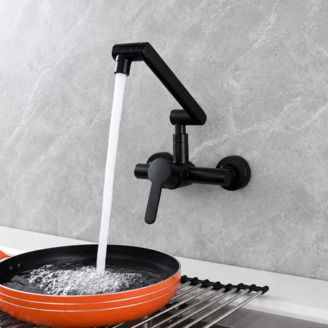 Robinet de cuisine mural rabattable laiton mitigeur orientable noir 38,5 × 26 × 13,5 cm 1,718 kg – Livraison gratuite (1/5)