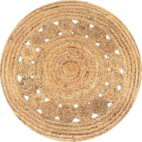 vidaXL Area Rug Braided Design Jute 90 cm Round