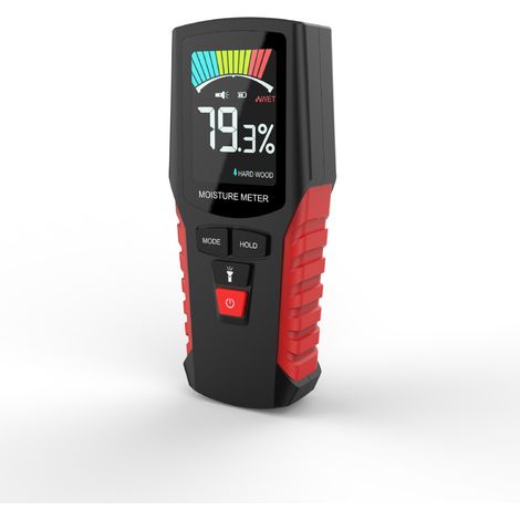 Feuchtigkeitstester, zerstörungsfreier Feuchtigkeitsmesser, Detektor, Holzfeuchtigkeitsmesser mit 4 Modi, großes Farbdisplay, Batterie für Wand, Mauerwerk, Hart-/Weichholz