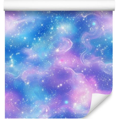 Carta da parati acquerello galassia azzurro, blu e lavanda 50x1000 cm (1/5)