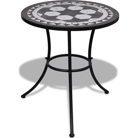 Bistrotisch Schwarz und Weiß 60 cm Mosaik