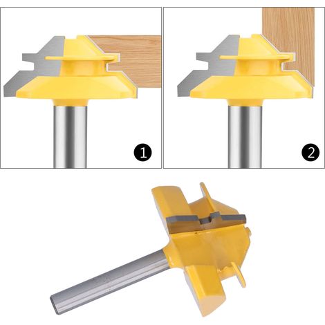 Fraise à tenon à 45 degrés, fraise à bois à queue de 1/4 de pouce, queue de 2 pouces. (1/5)