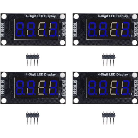 4 Sets Digital Tube Display Module LED 4 Digit 7 Segment 0.36in TM1637 Drive Chip Blue MRA110D (1/5)