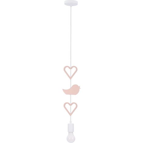 Suspension enfant blanc/rose cœurs E27 20W Candellux (1/2)