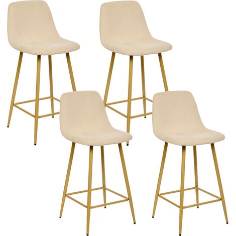 Lot de 4 tabourets de bar en velours côtelé ROKA